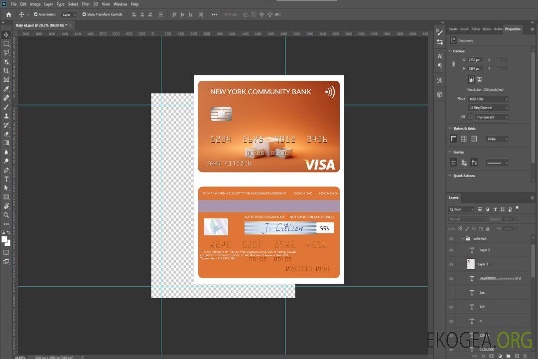 Carte visa USA New York Community Bank template Carte visa USA New York Community Bank template